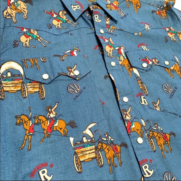 Vintage Rustler by Wrangler Pearl Snap - Picture 2 of 3